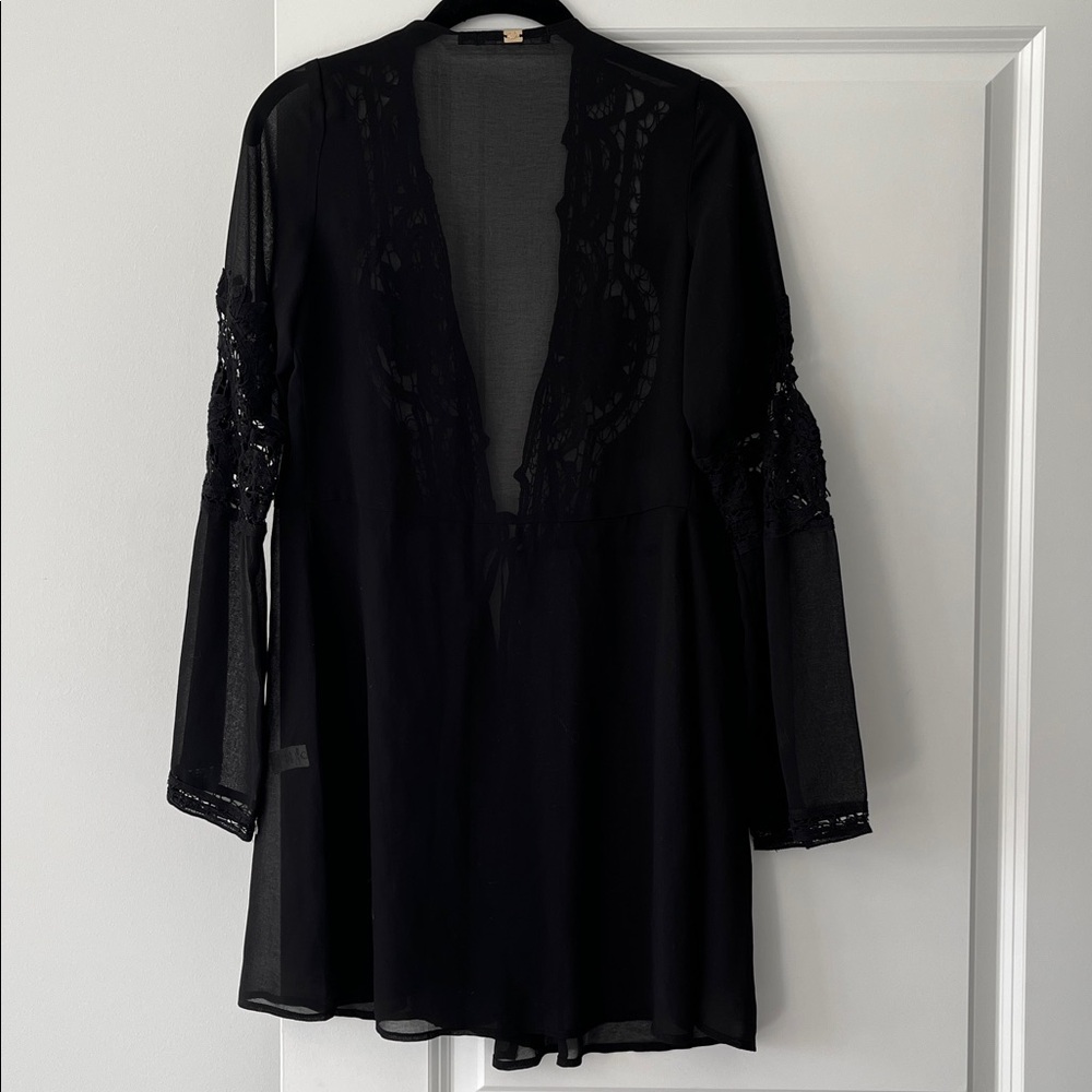 FOR LOVE & LEMONS Skivvies Black Annabelle Robe - Picture 5 of 5